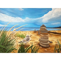 Stacked Rocks - Lake Michigan Beach